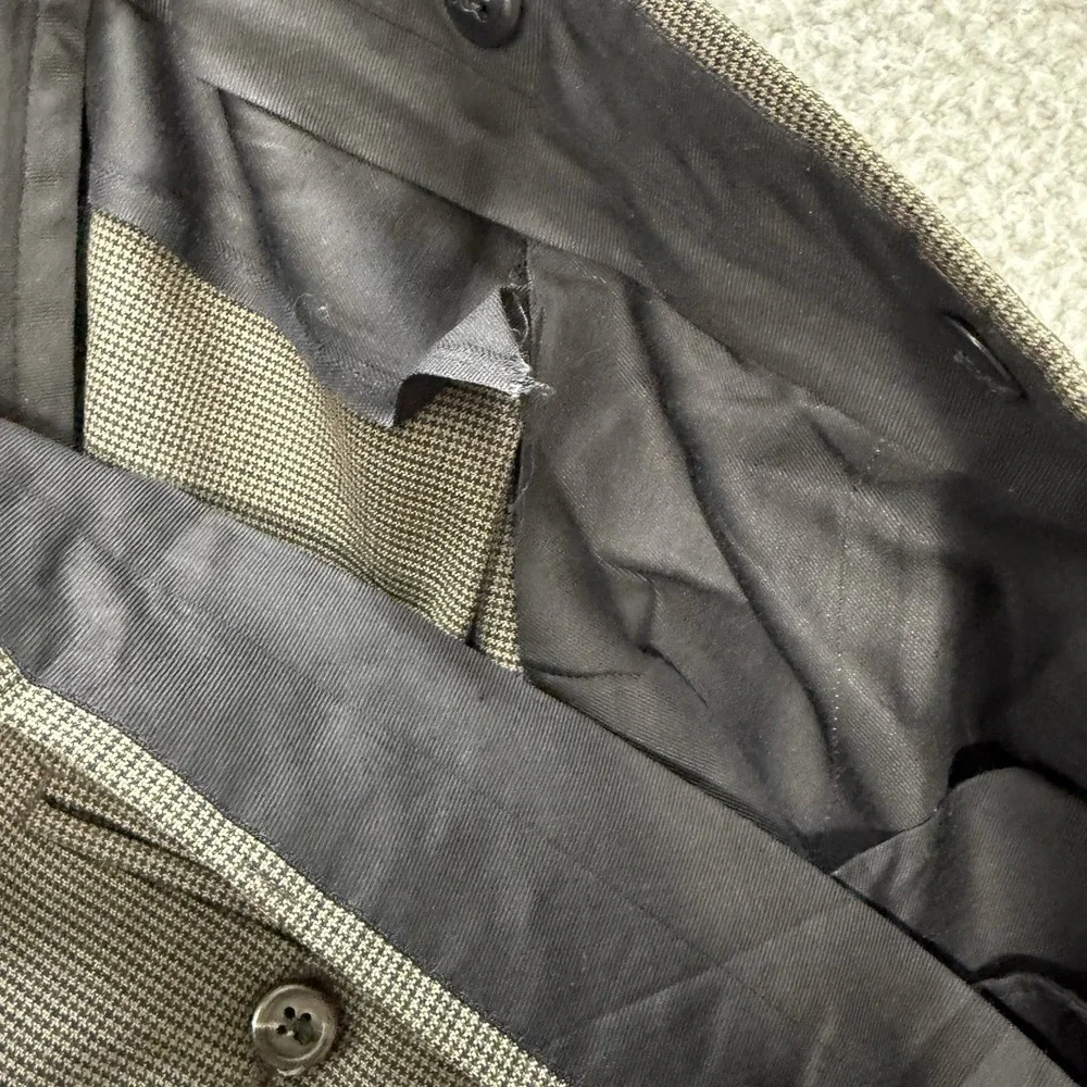 Vtg Brooks Brothers Wool Dress Pants 39x29 Brown Cuffed Houndstooth‎ Made In USA